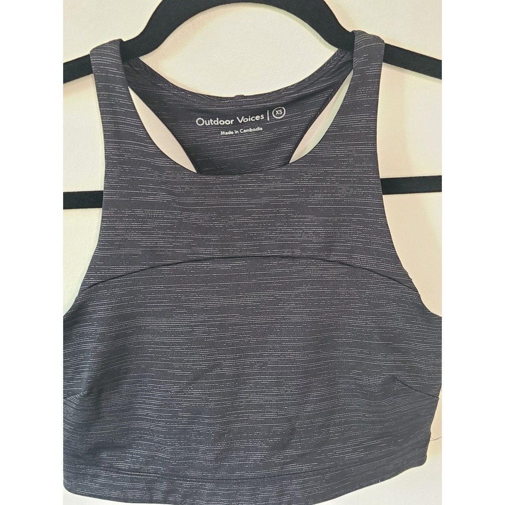 Outdoor Voices TechSweat Black Gray Sports Bra Crop Top Size XS - Picture 2 of 4